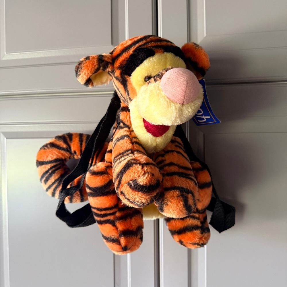 Pooh Disney Vintage Tigger Plush Backpack, Orange Black, OS (NWT)